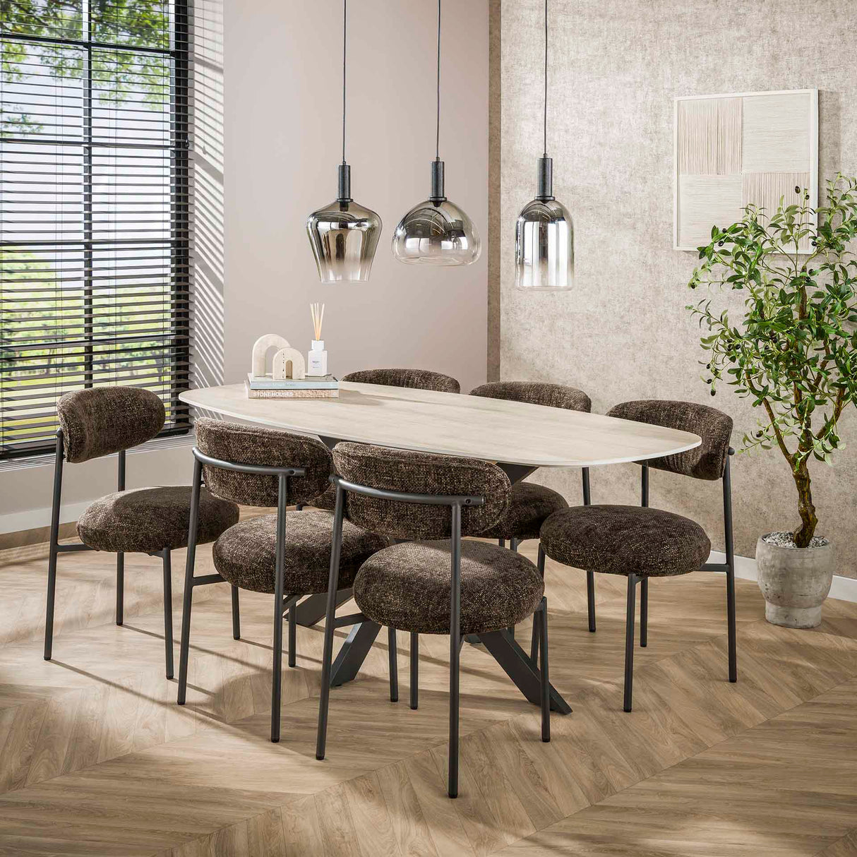 Aureo Ovaal Eettafel 180 cm Travertine Keramiek