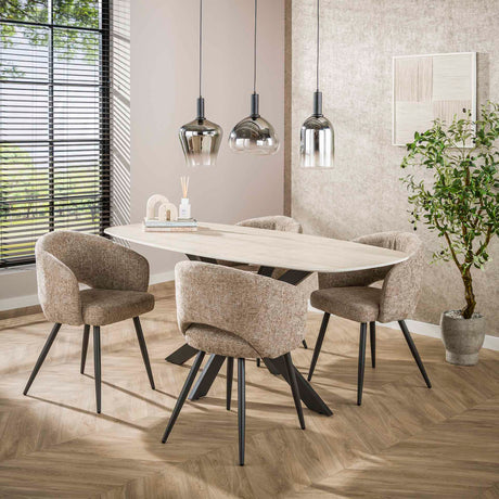 Aureo Ovaler Esstisch 180 cm Travertin Keramik 