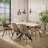 Aureo Ovaal Eettafel 180 cm Travertine Keramiek