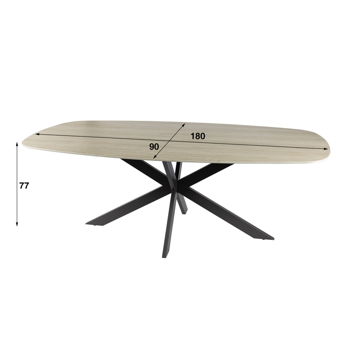 Aureo Ovaal Eettafel 180 cm Travertine Keramiek