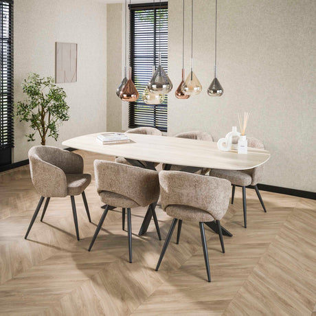 Valente Oval 215 Travertin 3D Keramik Esstisch 