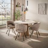 Runder Esstisch Jimi Ø120 cm beige Travertinkeramik