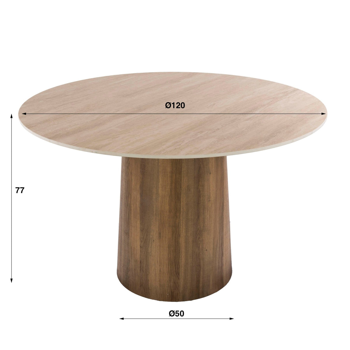 Runder Esstisch Jimi Ø120 cm beige Travertinkeramik