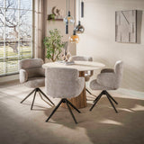 Runder Esstisch Jimi Ø120 cm beige Travertinkeramik