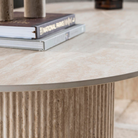 Ovale Salontafel Jimi Keramiek Travertin 135x70 cm