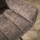 Set van 2 Eetkamerstoelen Lino Chenille Stof Rich Taupe Draaibaar