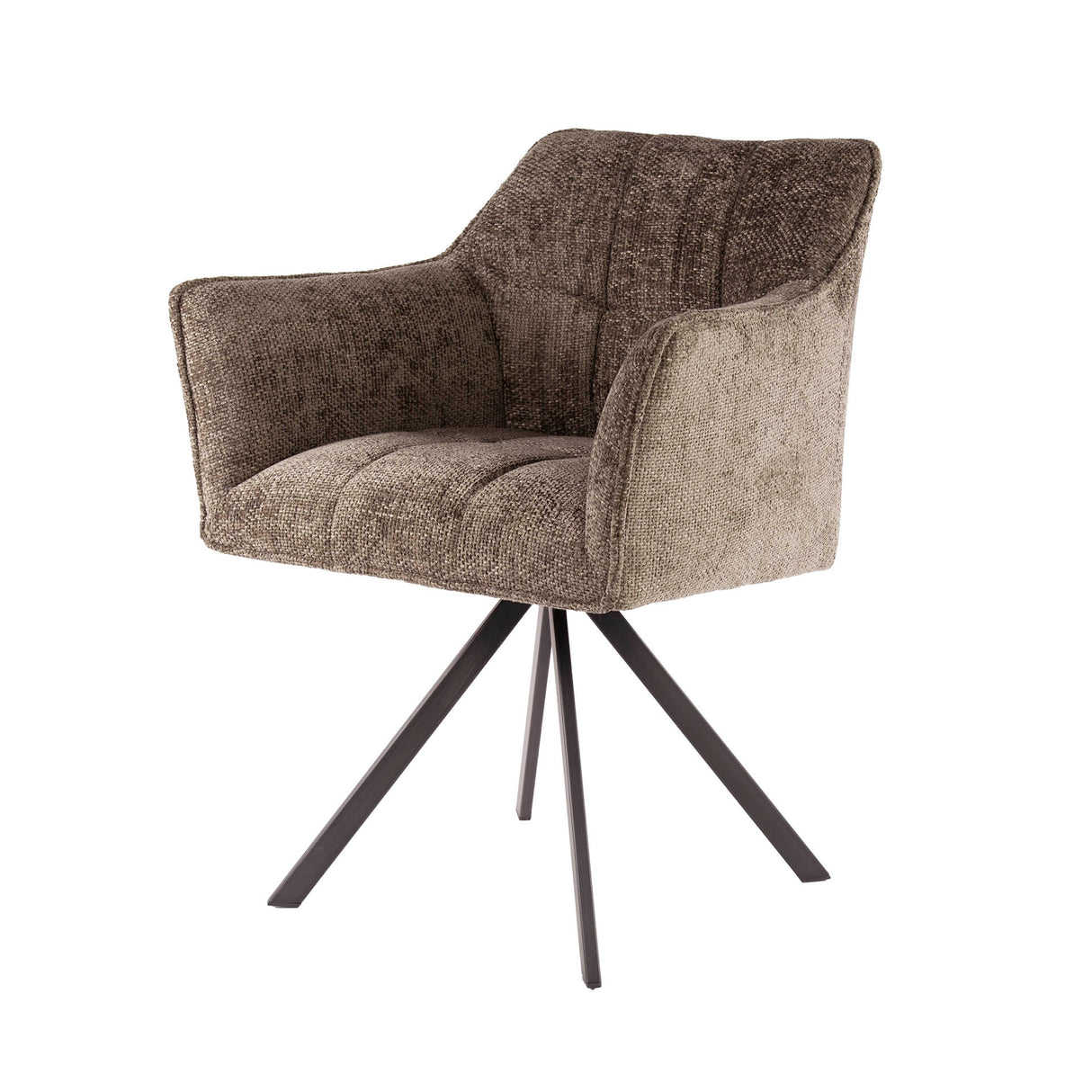 Set van 2 Eetkamerstoelen Lino Chenille Stof Rich Taupe Draaibaar