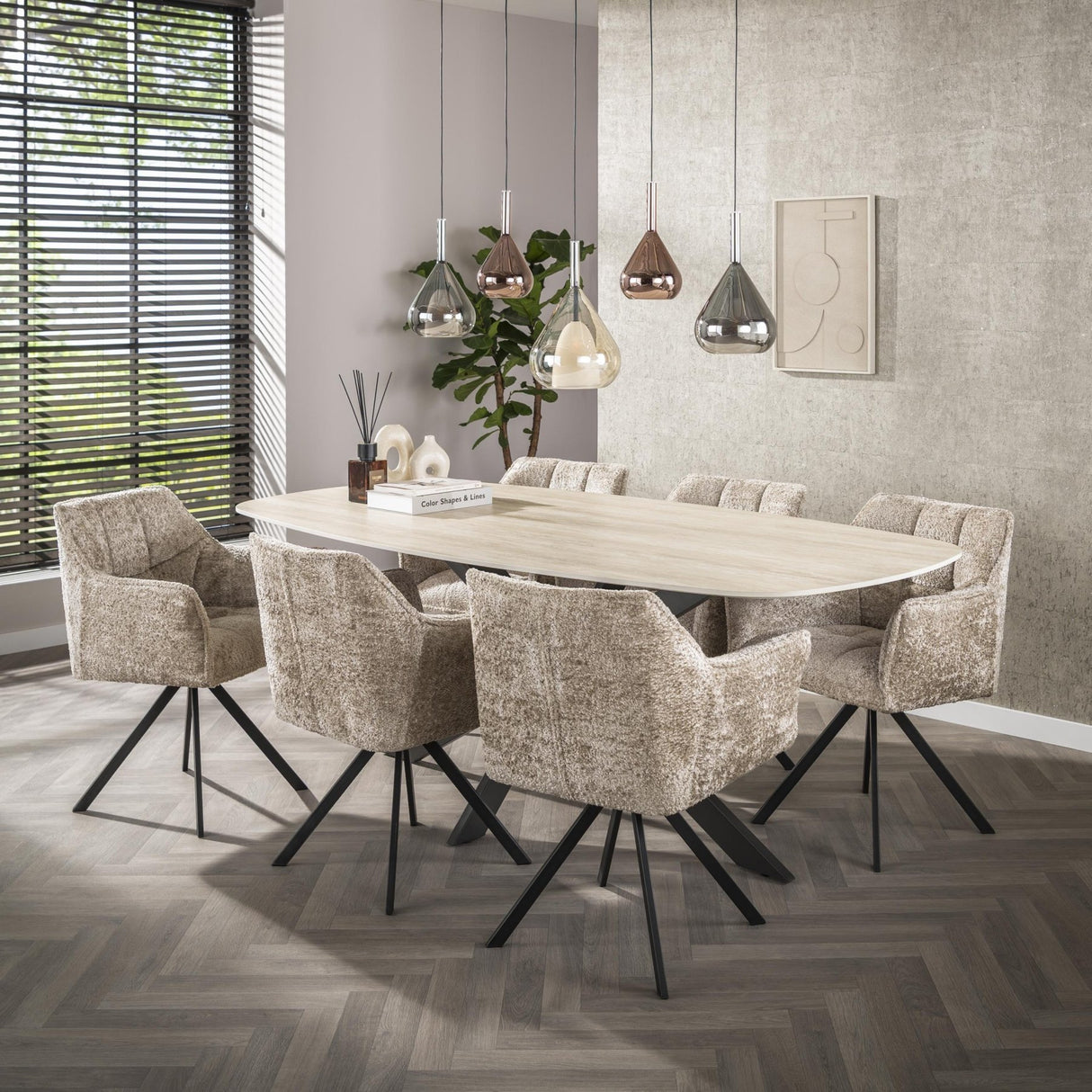 Draaibare Eetkamerstoel Lino Bouclé Zand