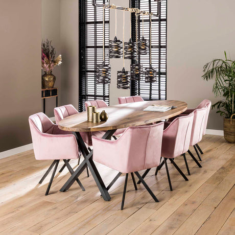 Set von 2 Esszimmerstühlen Lino Samt Rosa Drehbar 