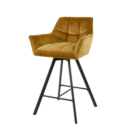 Set van 2 Barhocker Lino Samt Gold Drehbar 