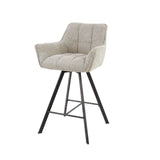 Set von 2 Barhockern Lino Bouclé Sand Drehbar Raster 