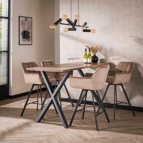 Set von 2 Barhockern Lino Velvet Champagner Drehbar 