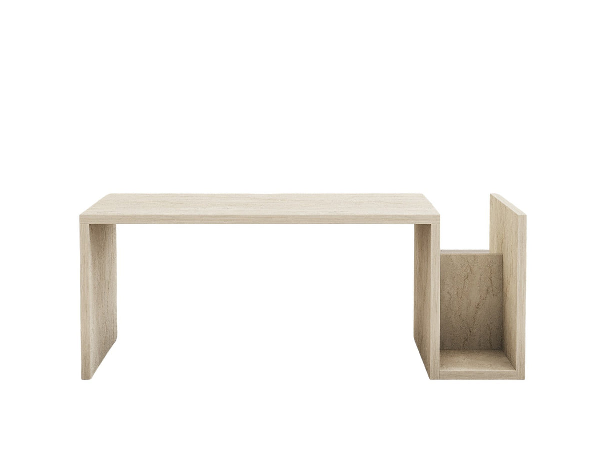Rechteckiger Travertintisch Mebo - Mit Bücherhalter - 87x50 cm 