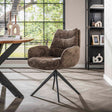 Esszimmerstühle – 2er-Set Esszimmerstühle Elite Taupe Chenille Stoff Reichhaltig drehbar - Dimehouse