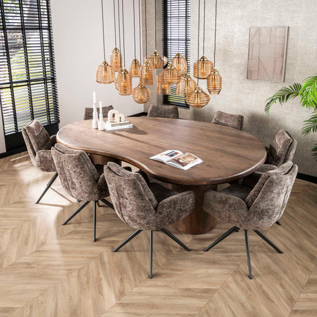 Set von 2 Esszimmerstühlen Elite Taupe Chenille Stoff Rich Drehbar 