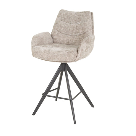 Set von 2 Barhockern Elite Sand Chenille Stoff Rich Drehbar 