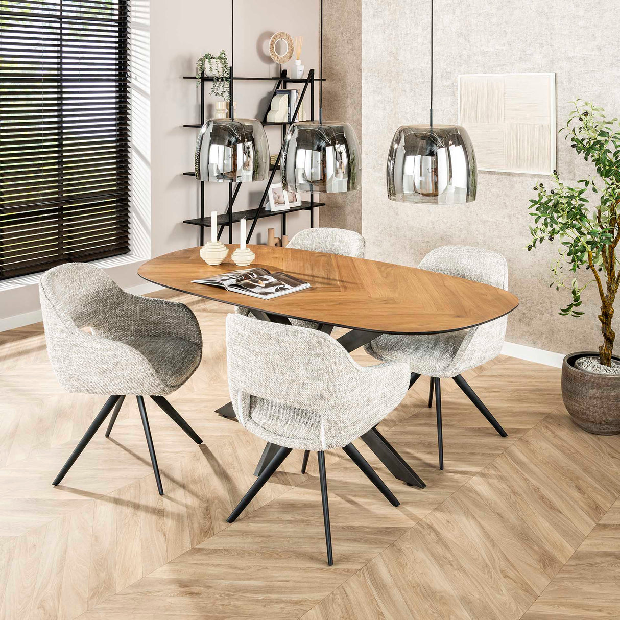 Set von 2 Esszimmerstühlen Springo Drehbar Eagle Creme 