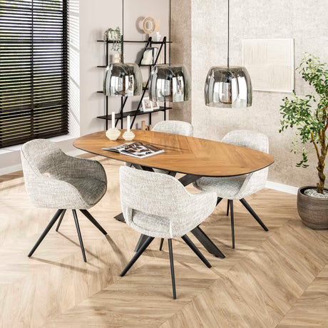 Set von 2 Esszimmerstühlen Springo Drehbar Eagle Creme 