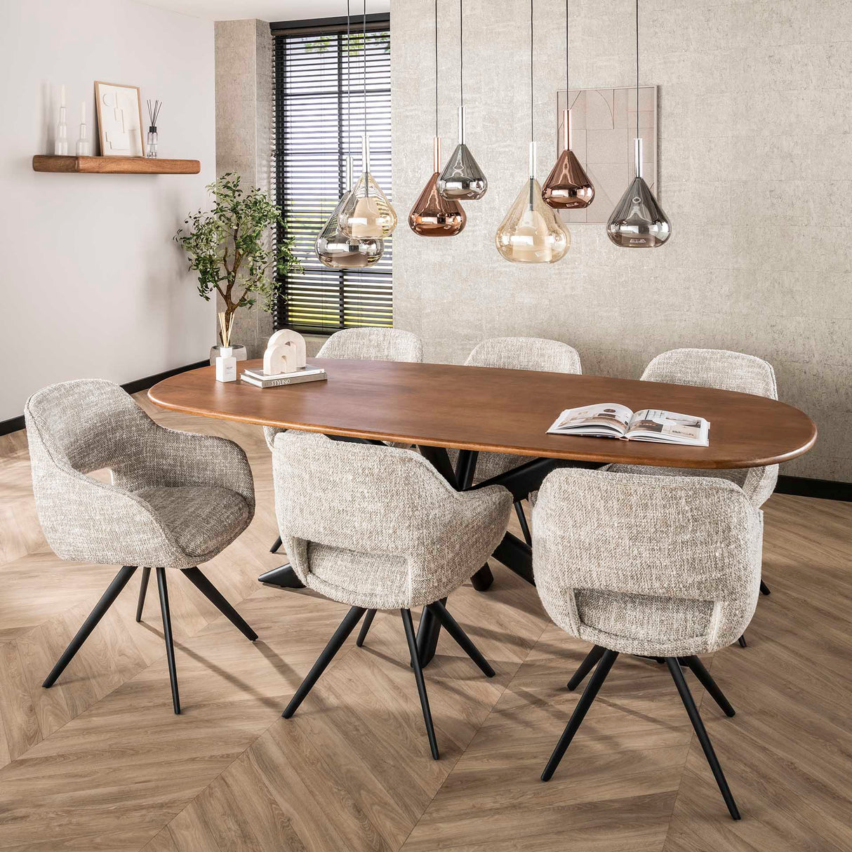 Set von 2 Esszimmerstühlen Springo Drehbar Eagle Creme 