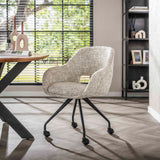 Esszimmerstuhl mit Rollen Springo drehbar Eagle Stoff Creme 