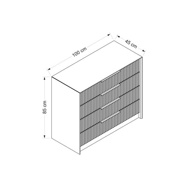Brust aus Schubladen nackte Luxusstein Melamin 100x85x45 cm