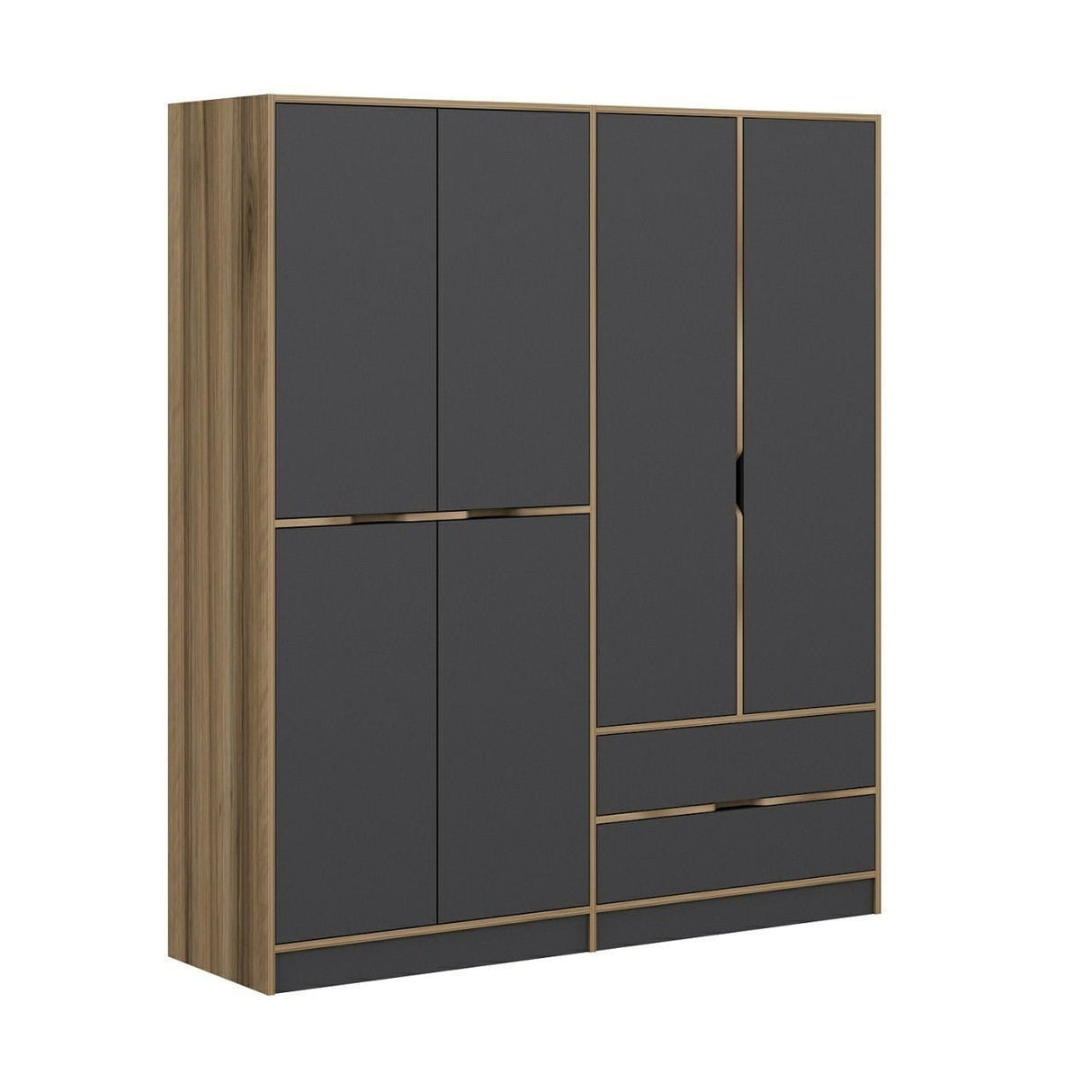 Garderobe Elina Anthrazit Gold Melamin 185x208x52 cm