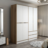 Garderobe Elina White Gold Melamin 185x208x52 cm