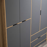 Garderobe Elina Anthrazit Gold Melamin 277x208x52 cm