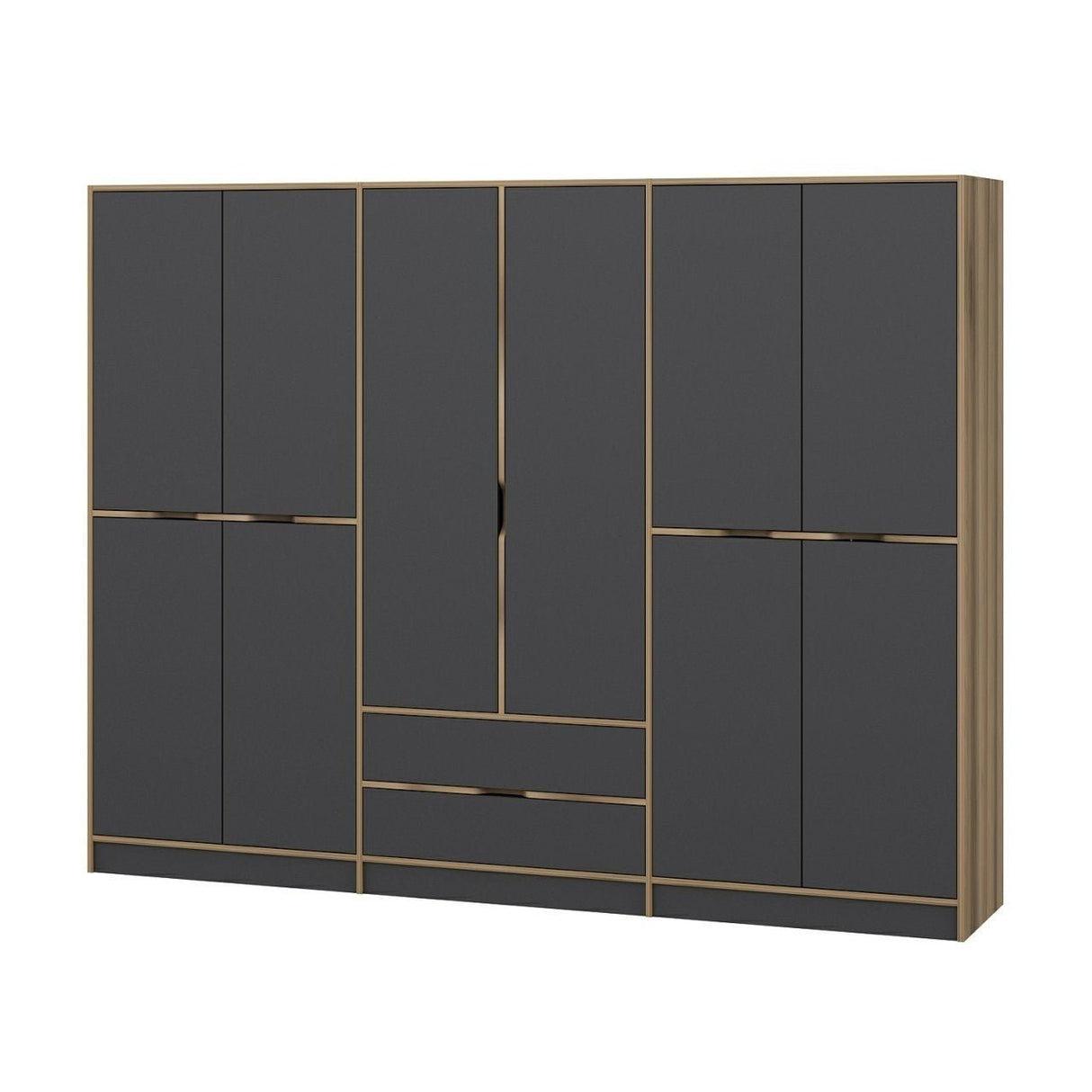 Garderobe Elina Anthrazit Gold Melamin 277x208x52 cm