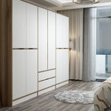 Garderobe Elina White Gold Melamin 277x208x52 cm