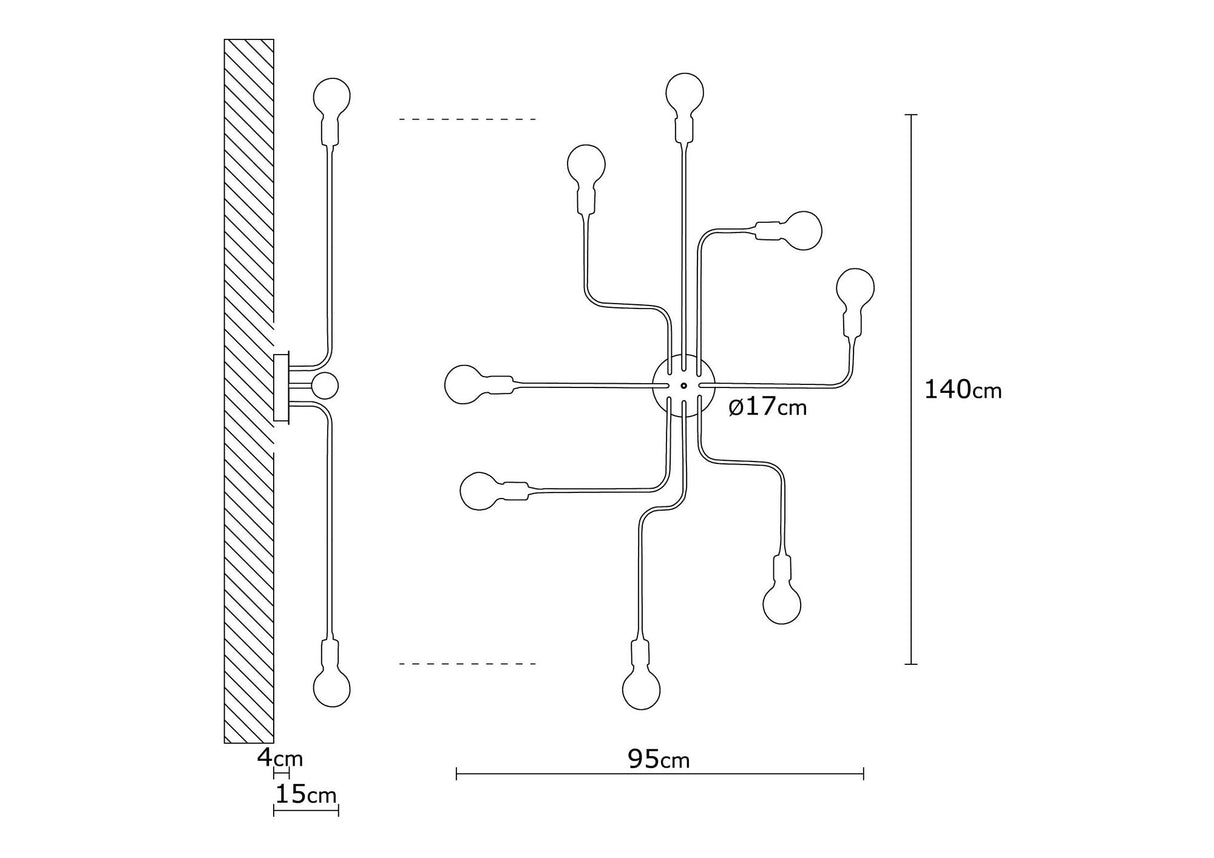 Hanglamp 8-lichts L Zwart Metaal Striker