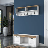 Möbelset Garderobe - Schuhschrank - Weiß-Walnuss Melamin 