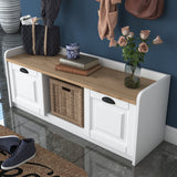 Möbelset Garderobe - Schuhschrank - Weiß-Walnuss Melamin 