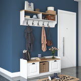 Möbelset Garderobe - Schuhschrank - Weiß-Walnuss Melamin 