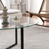 Runder Glastisch 75 cm - Schwarzes Metallgestell 