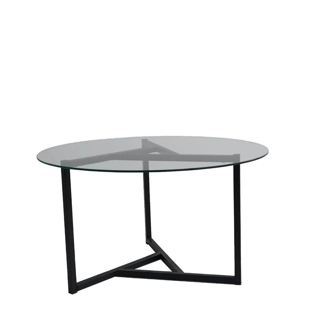 Runder Glastisch 75 cm - Schwarzes Metallgestell 