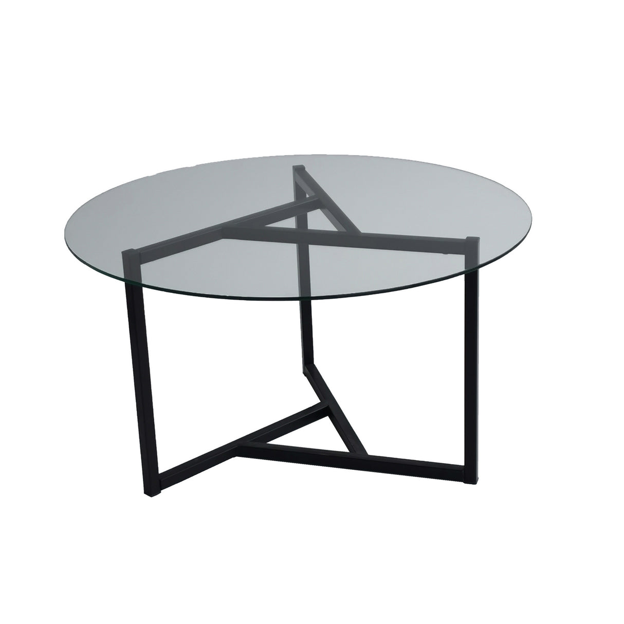 Runder Glastisch 75 cm - Schwarzes Metallgestell 