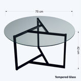 Runder Glastisch 75 cm - Schwarzes Metallgestell 