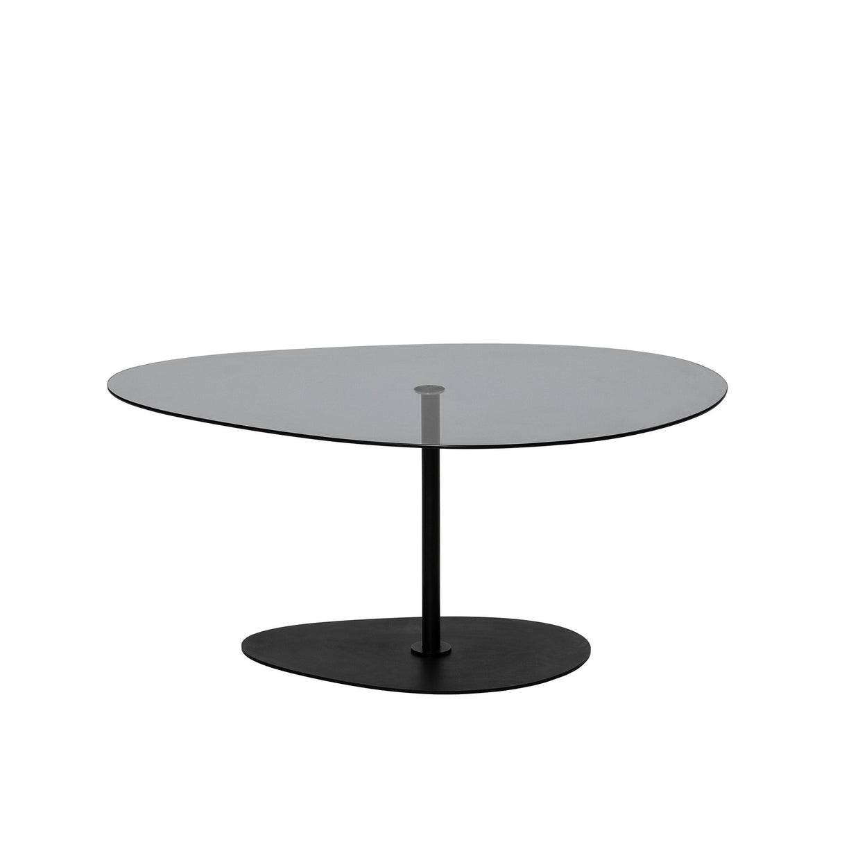 Organischer Design-Couchtisch Getöntes Glas Torpo - Schwarzes Metallgestell 