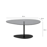 Organischer Design-Couchtisch Getöntes Glas Torpo - Schwarzes Metallgestell 