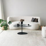 Organischer Design-Couchtisch Getöntes Glas Torpo - Schwarzes Metallgestell 
