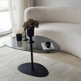Organischer Design-Couchtisch Getöntes Glas Torpo - Schwarzes Metallgestell 