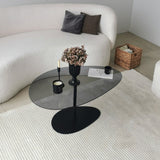 Organischer Design-Couchtisch Getöntes Glas Torpo - Schwarzes Metallgestell 