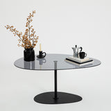 Organischer Design-Couchtisch Getöntes Glas Torpo - Schwarzes Metallgestell 