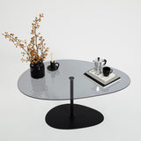 Organischer Design-Couchtisch Getöntes Glas Torpo - Schwarzes Metallgestell 