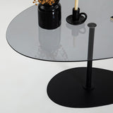 Organischer Design-Couchtisch Getöntes Glas Torpo - Schwarzes Metallgestell 