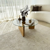 Runder Glas Mio Couchtisch - 75 cm - Holzgestell 
