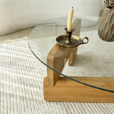 Runder Glas Mio Couchtisch - 75 cm - Holzgestell 