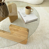Runder Glas Mio Couchtisch - 75 cm - Holzgestell 