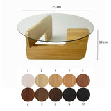 Runder Glas Mio Couchtisch - 75 cm - Holzgestell 